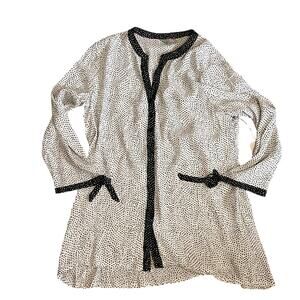 Habitat Clothes To Live In polka dot Tie Sleeve Button Up Top Size M 33808